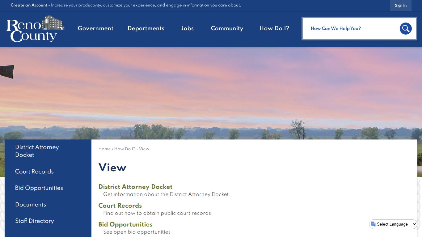 View | Reno County, KS - Official Website